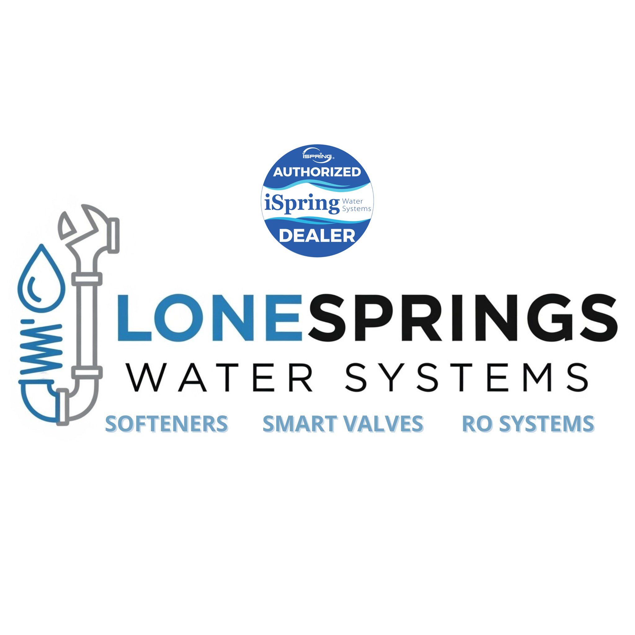 LoneSprings Water Systems logo – Bastrop TX water treatment company specializing in water softener installation, whole house water filtration systems, licensed plumbing services, PFAS removal, chlorine filtration, and residential water purification solutions